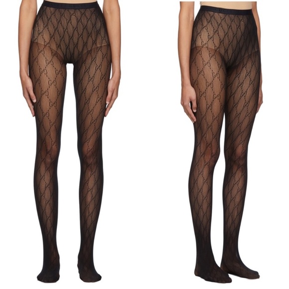 gucci logo tights black